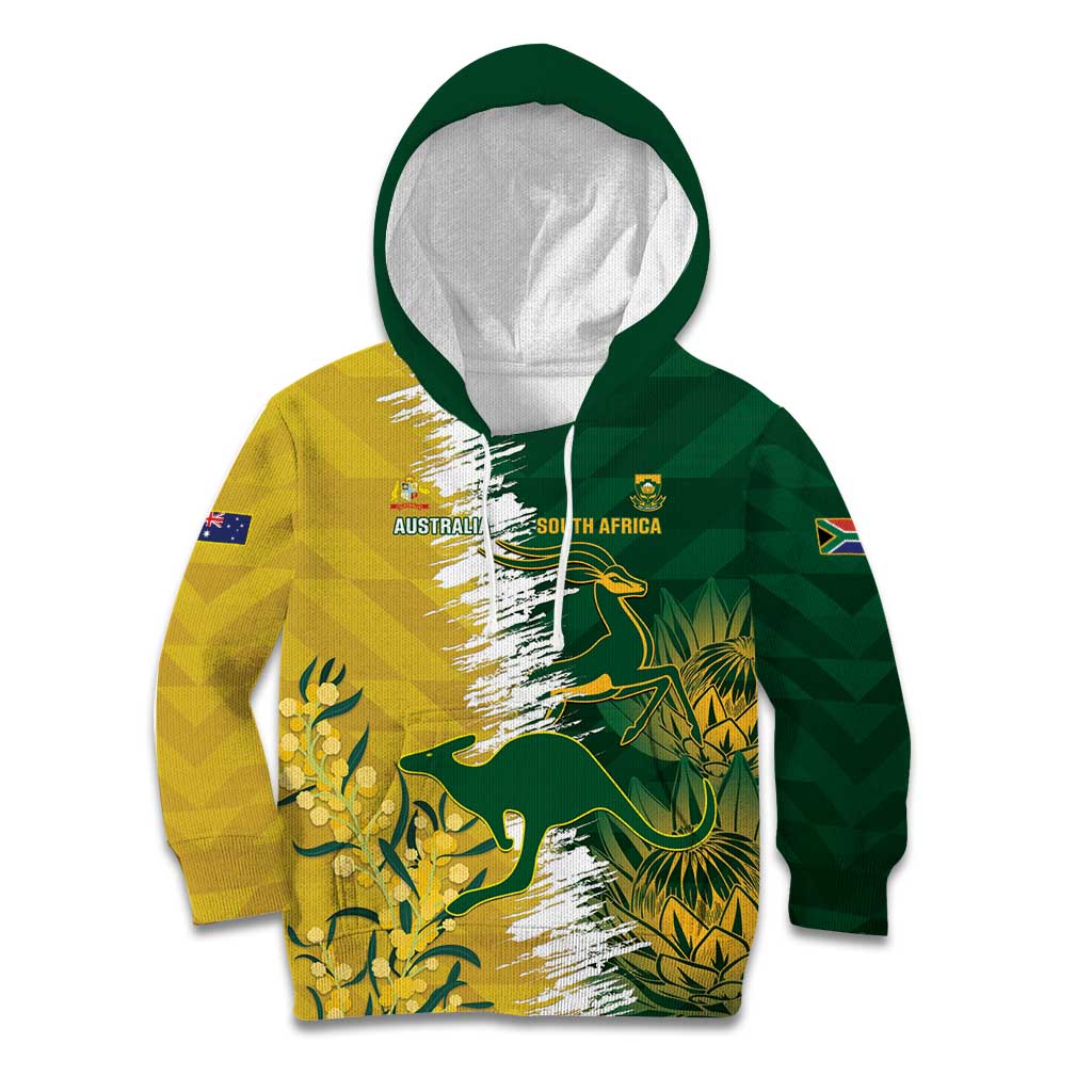 Custom Australia And South Africa Cricket Kid Hoodie Aussies Proteas Together