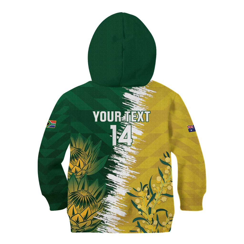 Custom Australia And South Africa Cricket Kid Hoodie Aussies Proteas Together