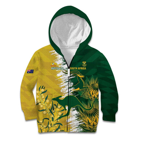 Custom Australia And South Africa Cricket Kid Hoodie Aussies Proteas Together