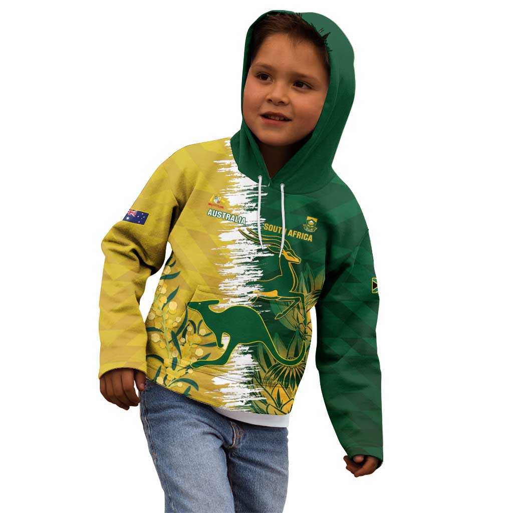 Custom Australia And South Africa Cricket Kid Hoodie Aussies Proteas Together