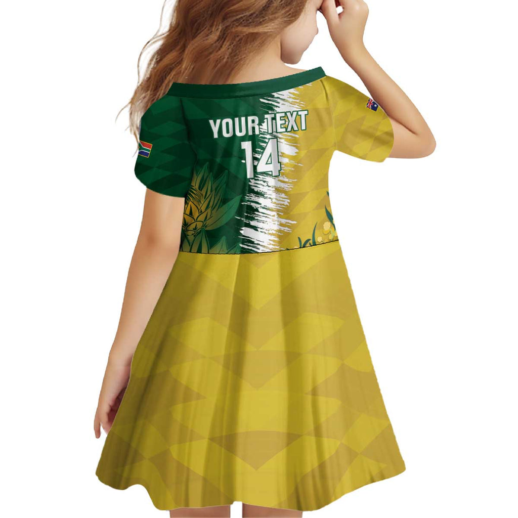Custom Australia And South Africa Cricket Kid Short Sleeve Dress Aussies Proteas Together