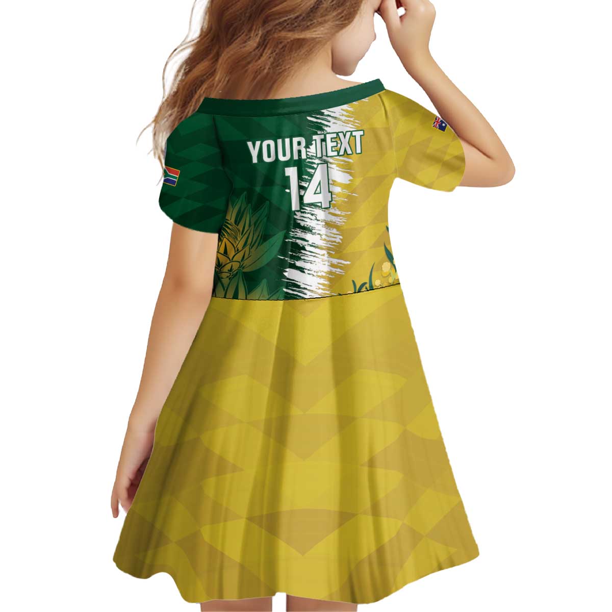 Custom Australia And South Africa Cricket Kid Short Sleeve Dress Aussies Proteas Together