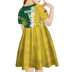 Custom Australia And South Africa Cricket Kid Short Sleeve Dress Aussies Proteas Together