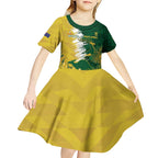 Custom Australia And South Africa Cricket Kid Short Sleeve Dress Aussies Proteas Together