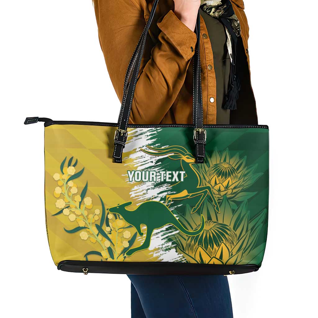 Custom Australia And South Africa Cricket Leather Tote Bag Aussies Proteas Together
