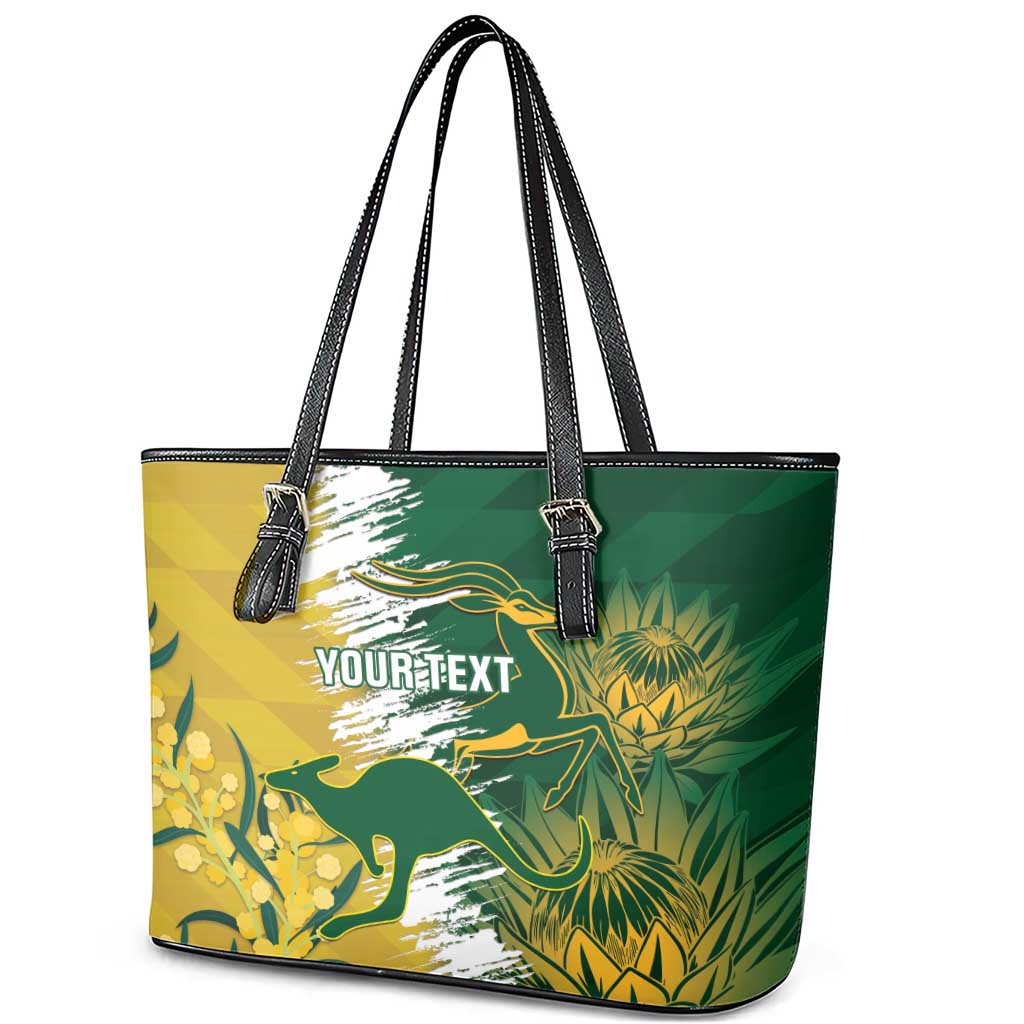 Custom Australia And South Africa Cricket Leather Tote Bag Aussies Proteas Together