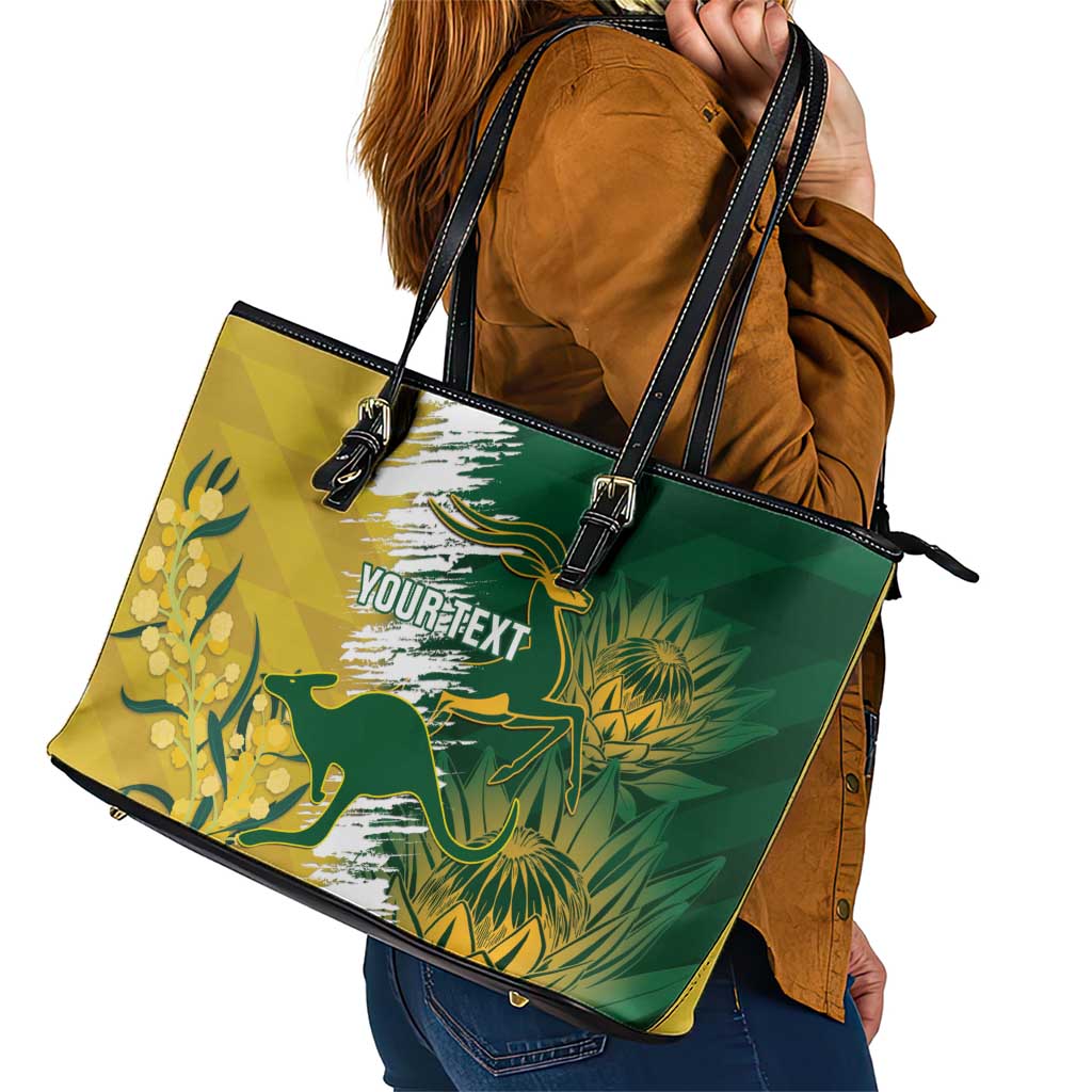 Custom Australia And South Africa Cricket Leather Tote Bag Aussies Proteas Together