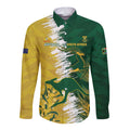 Custom Australia And South Africa Cricket Long Sleeve Button Shirt Aussies Proteas Together