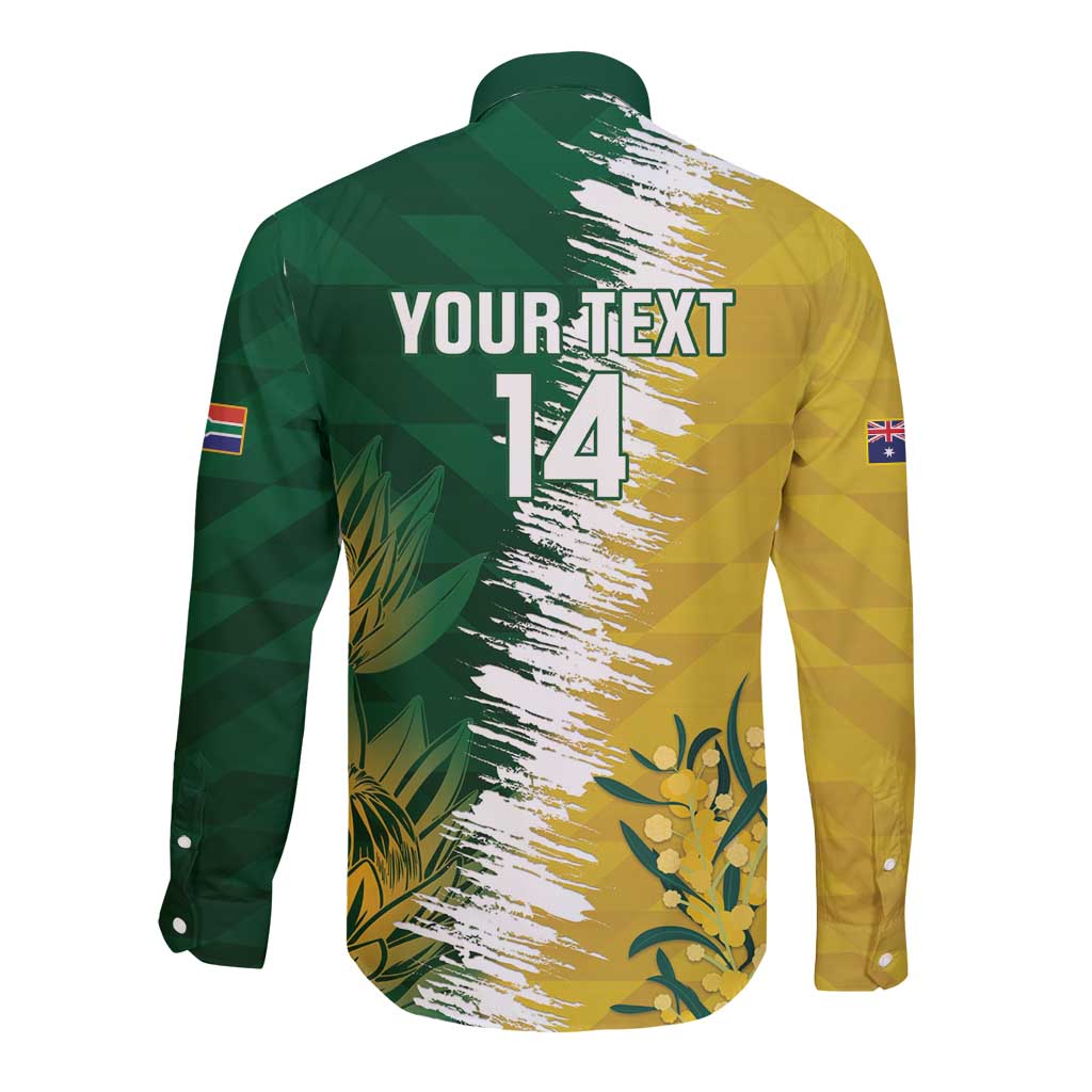 Custom Australia And South Africa Cricket Long Sleeve Button Shirt Aussies Proteas Together