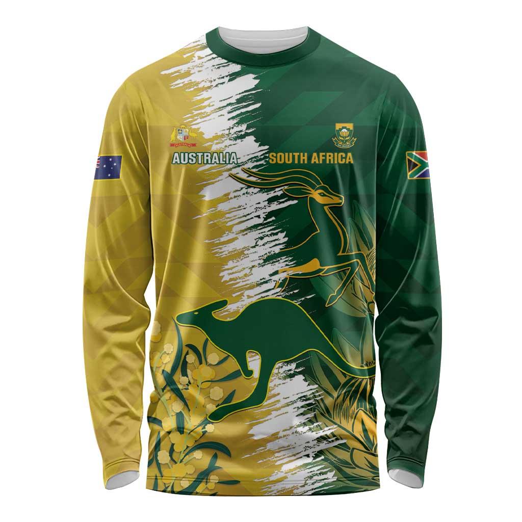 Custom Australia And South Africa Cricket Long Sleeve Shirt Aussies Proteas Together