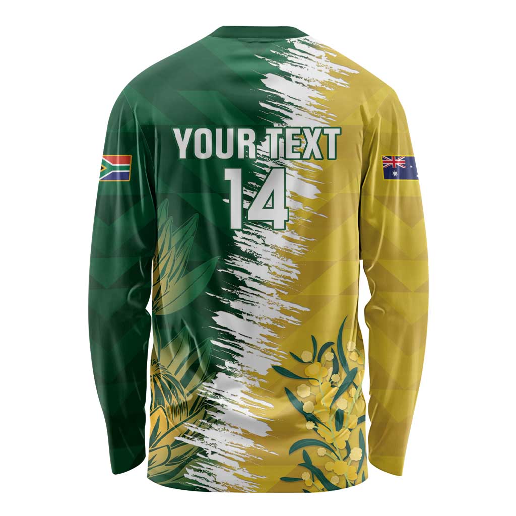 Custom Australia And South Africa Cricket Long Sleeve Shirt Aussies Proteas Together