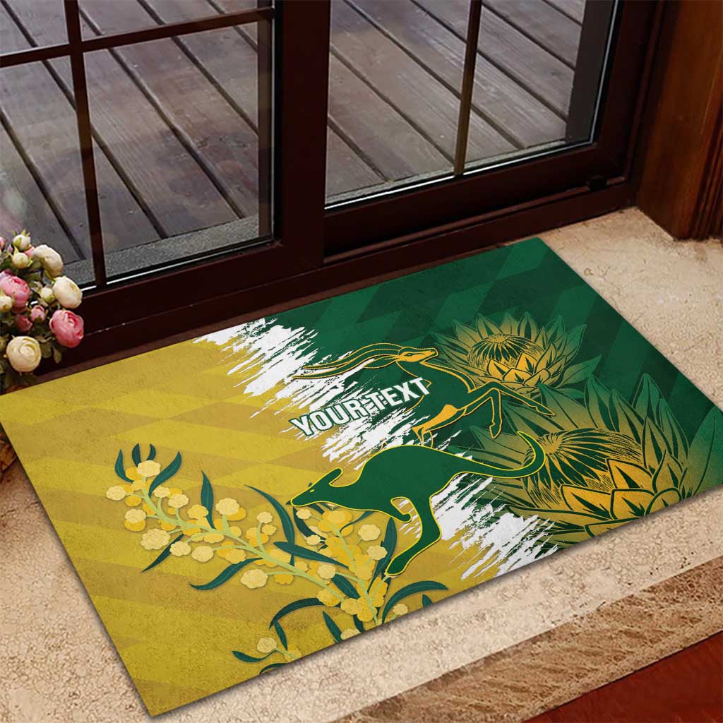 Custom Australia And South Africa Cricket Rubber Doormat Aussies Proteas Together