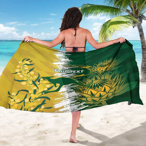 Custom Australia And South Africa Cricket Sarong Aussies Proteas Together