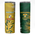 Custom Australia And South Africa Cricket Skinny Tumbler Aussies Proteas Together
