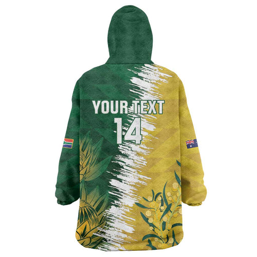 Custom Australia And South Africa Cricket Wearable Blanket Hoodie Aussies Proteas Together