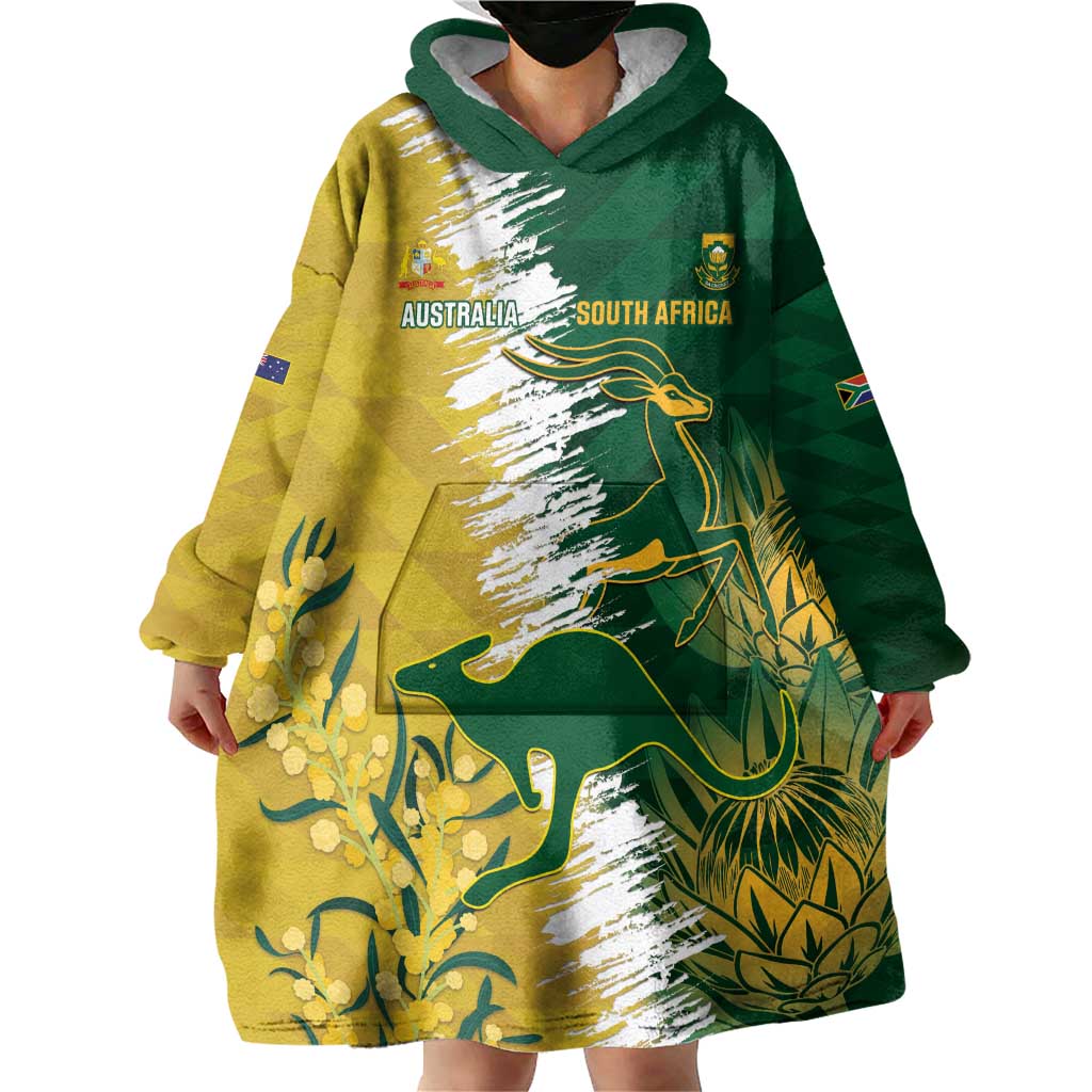 Custom Australia And South Africa Cricket Wearable Blanket Hoodie Aussies Proteas Together