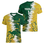 Custom Australia And South Africa Cricket Women V-Neck T-Shirt Aussies Proteas Together