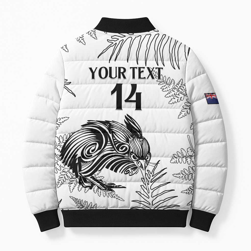 Custom New Zealand Kiwi Football Bomber Puffer Jacket Aotearoa Silver Fern - Aussie Hoodie