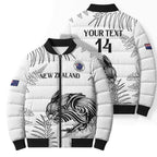 Custom New Zealand Kiwi Football Bomber Puffer Jacket Aotearoa Silver Fern - Aussie Hoodie