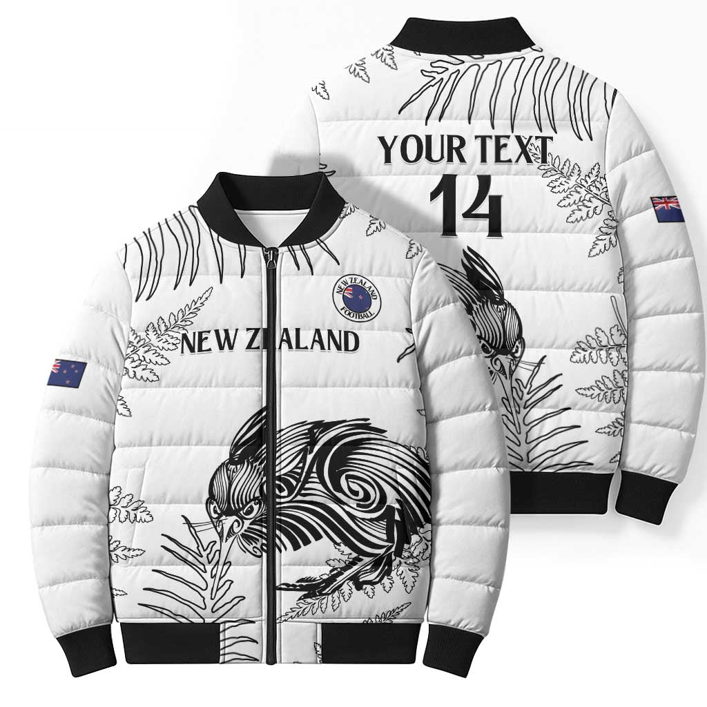 Custom New Zealand Kiwi Football Bomber Puffer Jacket Aotearoa Silver Fern - Aussie Hoodie