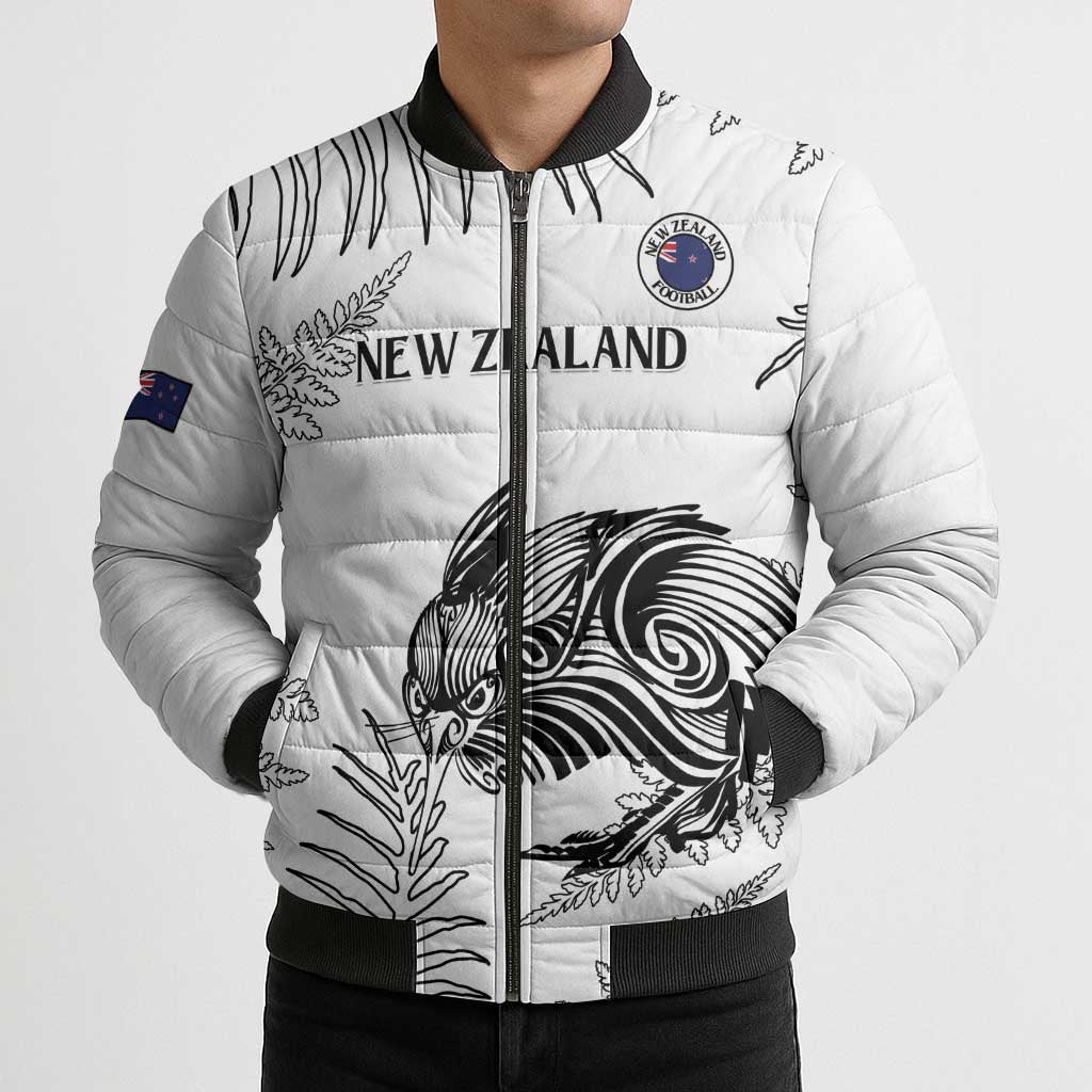 Custom New Zealand Kiwi Football Bomber Puffer Jacket Aotearoa Silver Fern - Aussie Hoodie