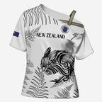 Custom New Zealand Kiwi Football Cross Shoulder Shirt Aotearoa Silver Fern - Aussie Hoodie