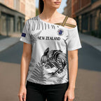 Custom New Zealand Kiwi Football Cross Shoulder Shirt Aotearoa Silver Fern - Aussie Hoodie