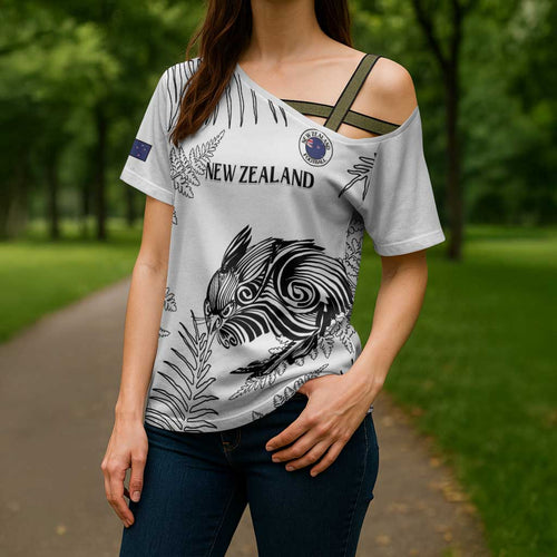 Custom New Zealand Kiwi Football Cross Shoulder Shirt Aotearoa Silver Fern - Aussie Hoodie