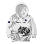 Custom New Zealand Kiwi Football Kid Hoodie Aotearoa Silver Fern