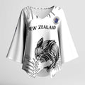 Custom New Zealand Kiwi Football Kimono Sleeve Blouse Aotearoa Silver Fern - Aussie Hoodie