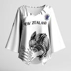 Custom New Zealand Kiwi Football Kimono Sleeve Blouse Aotearoa Silver Fern - Aussie Hoodie