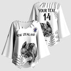Custom New Zealand Kiwi Football Kimono Sleeve Blouse Aotearoa Silver Fern - Aussie Hoodie