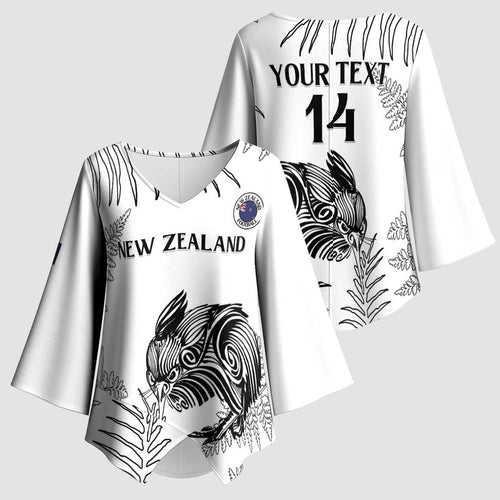 Custom New Zealand Kiwi Football Kimono Sleeve Blouse Aotearoa Silver Fern - Aussie Hoodie