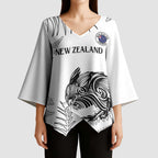 Custom New Zealand Kiwi Football Kimono Sleeve Blouse Aotearoa Silver Fern - Aussie Hoodie