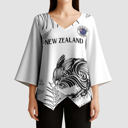 Custom New Zealand Kiwi Football Kimono Sleeve Blouse Aotearoa Silver Fern - Aussie Hoodie