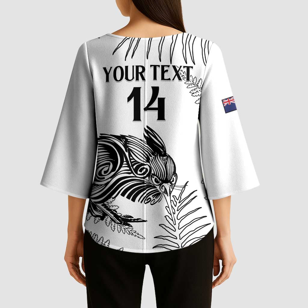 Custom New Zealand Kiwi Football Kimono Sleeve Blouse Aotearoa Silver Fern - Aussie Hoodie