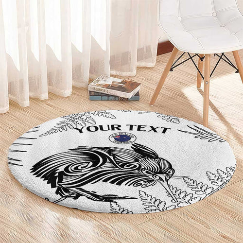 Custom New Zealand Kiwi Football Round Carpet Aotearoa Silver Fern
