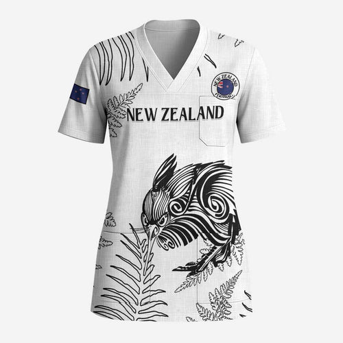 Custom New Zealand Kiwi Football Scrub Top Aotearoa Silver Fern - Aussie Hoodie
