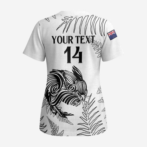 Custom New Zealand Kiwi Football Scrub Top Aotearoa Silver Fern - Aussie Hoodie