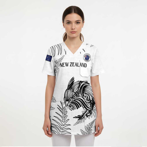 Custom New Zealand Kiwi Football Scrub Top Aotearoa Silver Fern - Aussie Hoodie