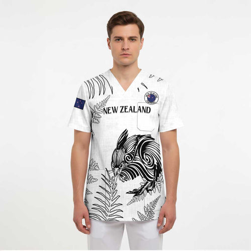 Custom New Zealand Kiwi Football Scrub Top Aotearoa Silver Fern - Aussie Hoodie