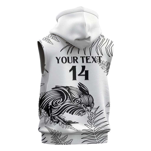 Custom New Zealand Kiwi Football Sleeveless Hoodie Aotearoa Silver Fern - Aussie Hoodie