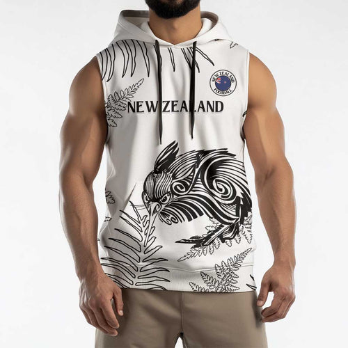 Custom New Zealand Kiwi Football Sleeveless Hoodie Aotearoa Silver Fern - Aussie Hoodie