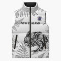 Custom New Zealand Kiwi Football Sleeveless Puffer Jacket Aotearoa Silver Fern - Aussie Hoodie