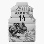 Custom New Zealand Kiwi Football Sleeveless Puffer Jacket Aotearoa Silver Fern - Aussie Hoodie