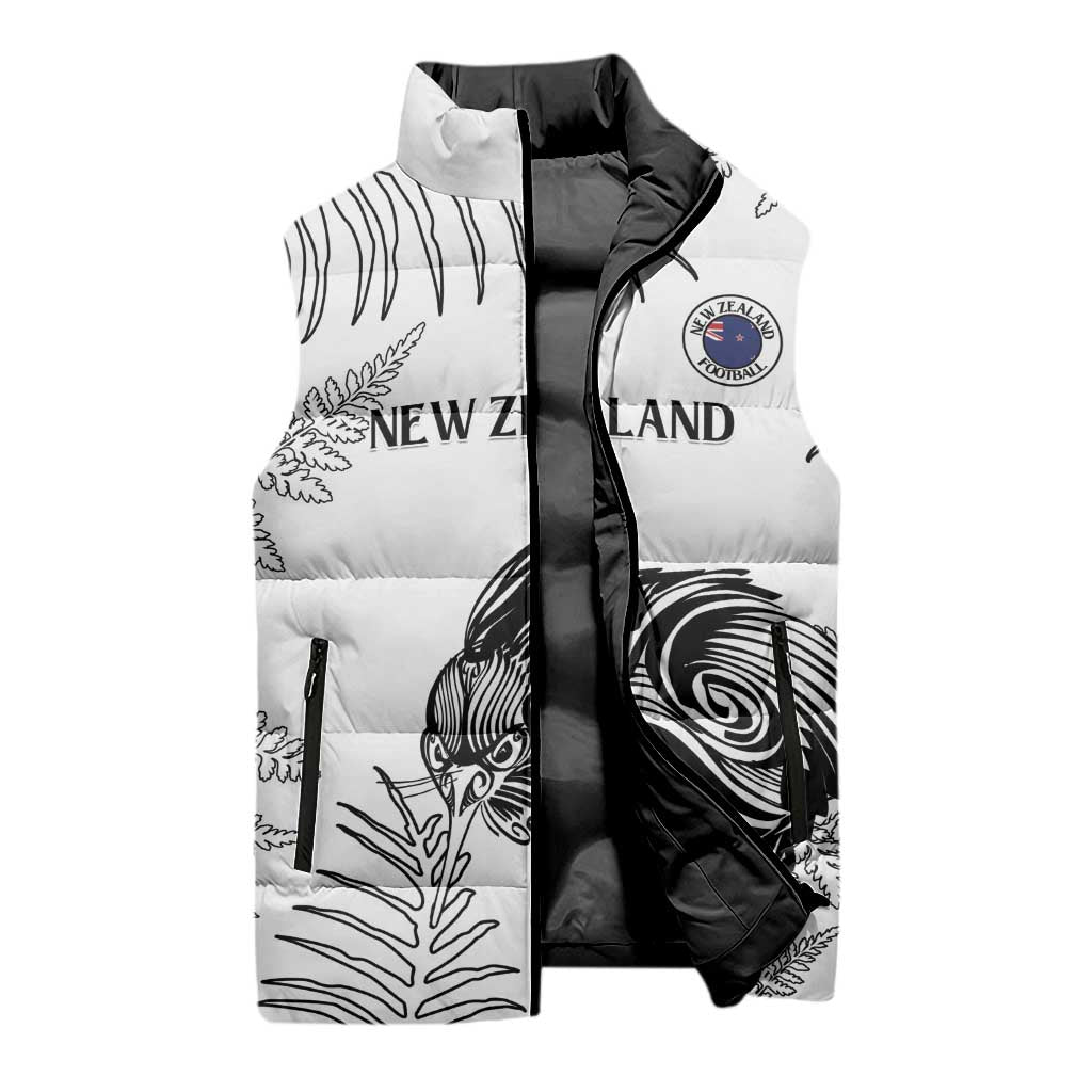 Custom New Zealand Kiwi Football Sleeveless Puffer Jacket Aotearoa Silver Fern - Aussie Hoodie