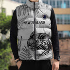 Custom New Zealand Kiwi Football Sleeveless Puffer Jacket Aotearoa Silver Fern - Aussie Hoodie