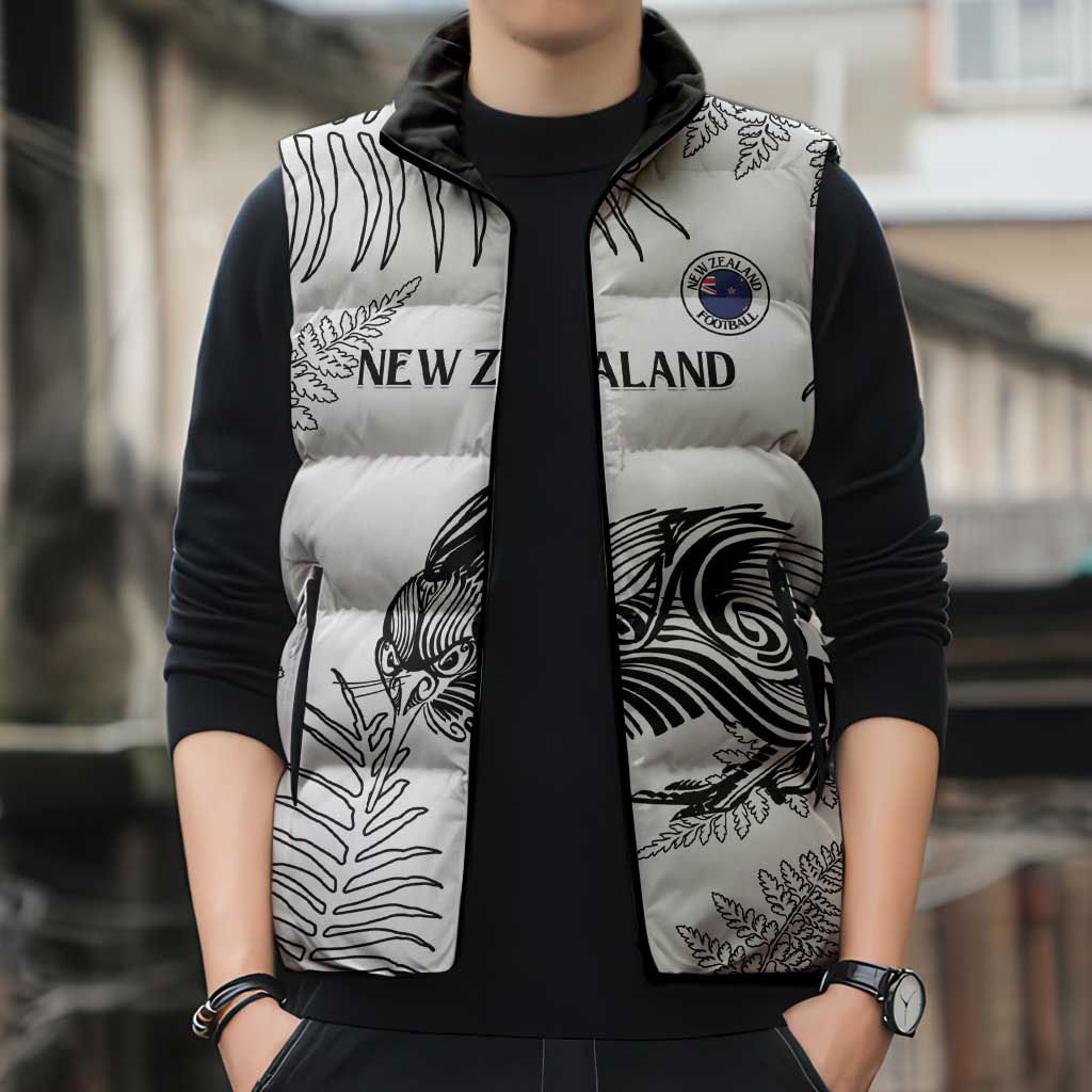 Custom New Zealand Kiwi Football Sleeveless Puffer Jacket Aotearoa Silver Fern - Aussie Hoodie