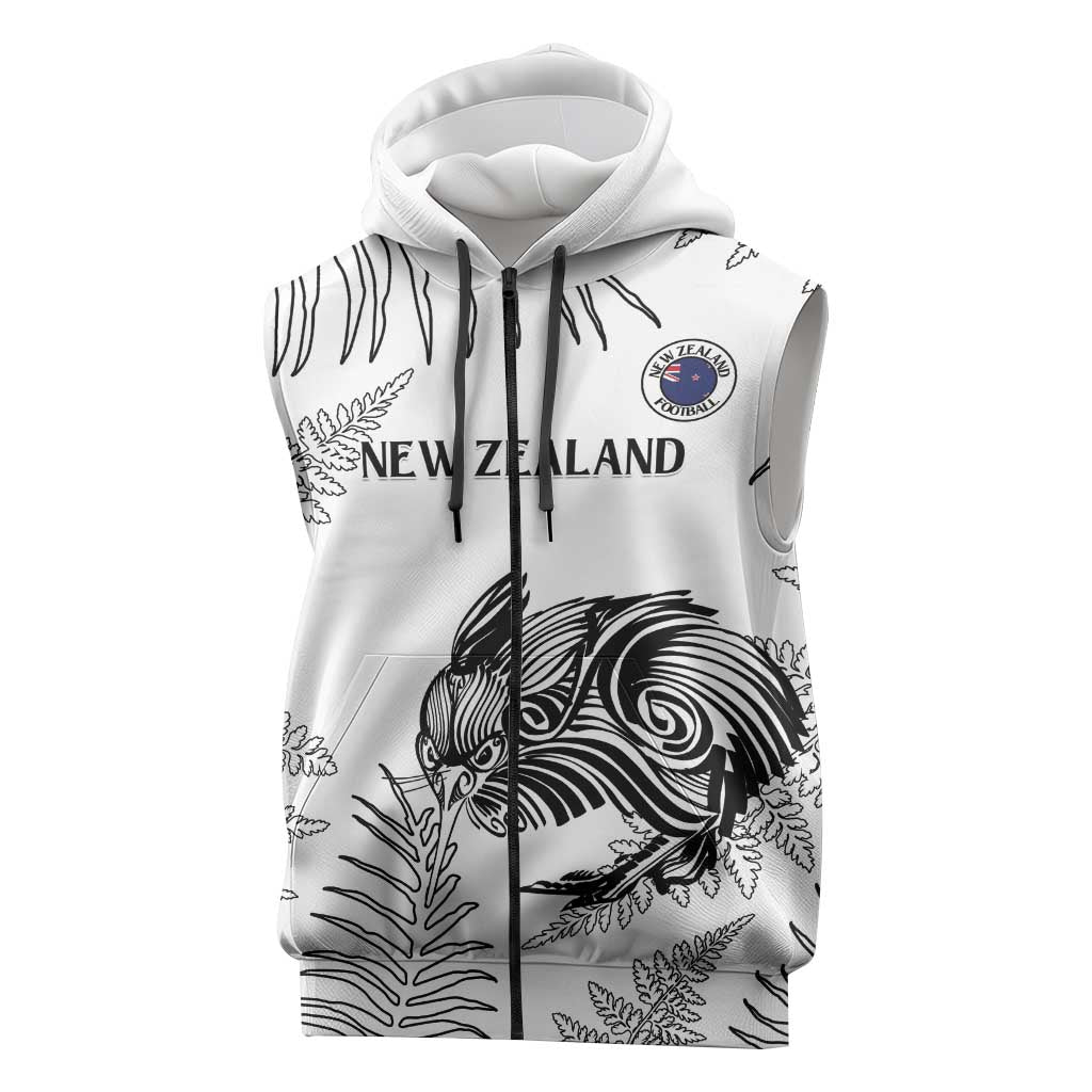 Custom New Zealand Kiwi Football Sleeveless Zip Hoodie Aotearoa Silver Fern LT14