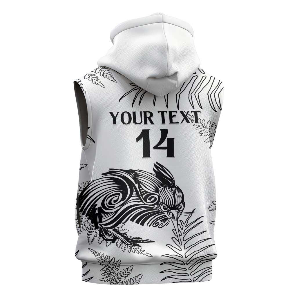 Custom New Zealand Kiwi Football Sleeveless Zip Hoodie Aotearoa Silver Fern LT14